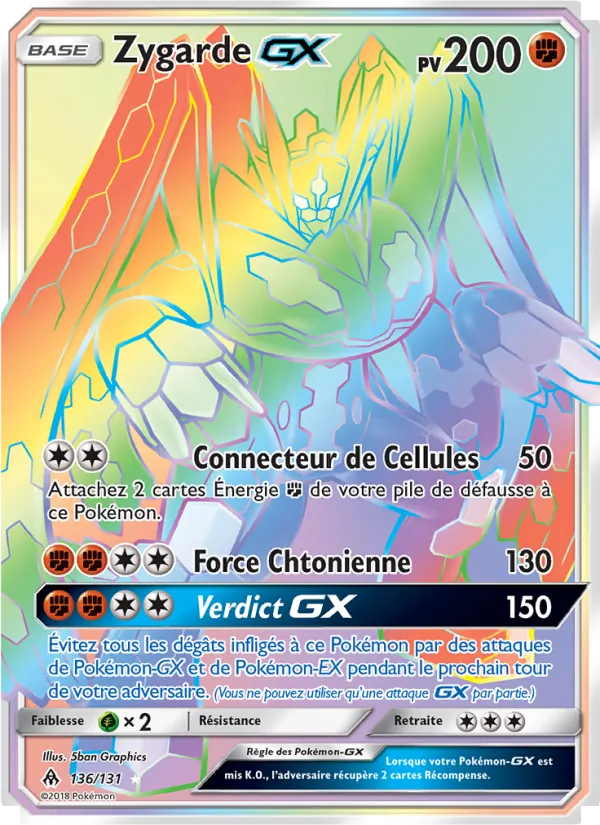 Carte Pokémon Zygarde GX de l'extension Lumière Interdite