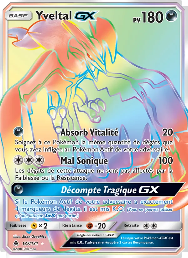Carte Pokémon Yveltal GX de l'extension Lumière Interdite