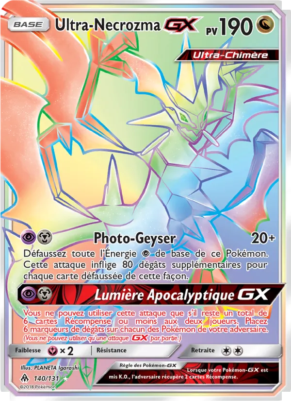 Carte Pokémon Ultra-Necrozma GX de l'extension Lumière Interdite