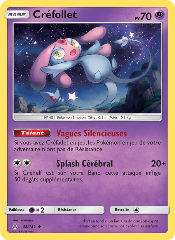 Carte Pokémon Créfollet de l'extension Lumière Interdite