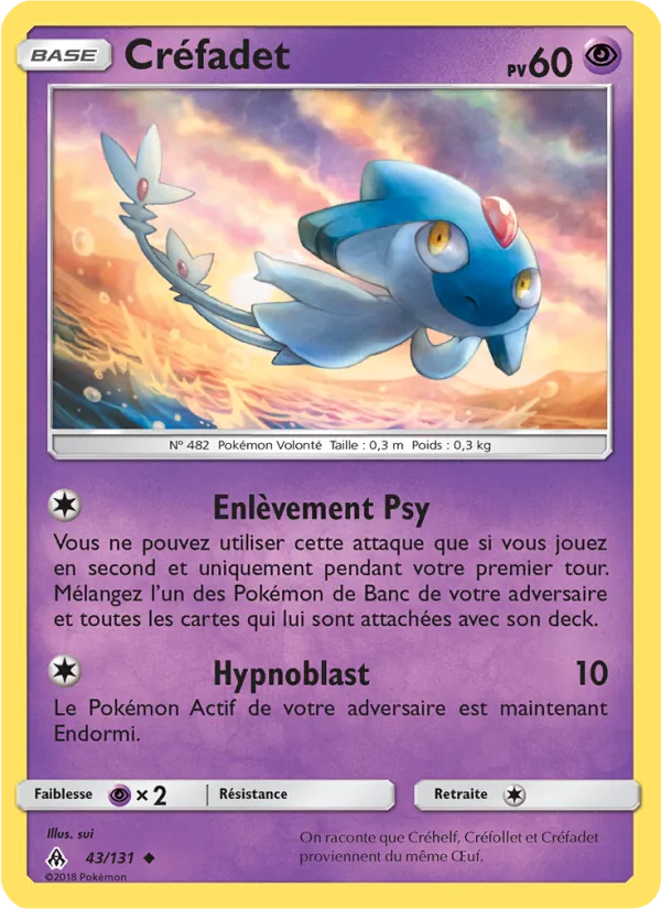 Carte Pokémon Créfadet de l'extension Lumière Interdite