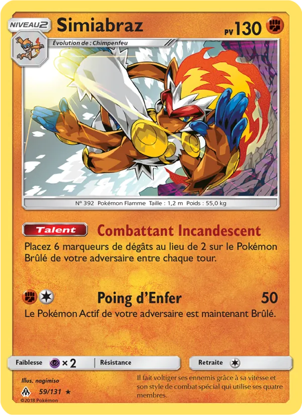 Carte Pokémon Simiabraz de l'extension Lumière Interdite