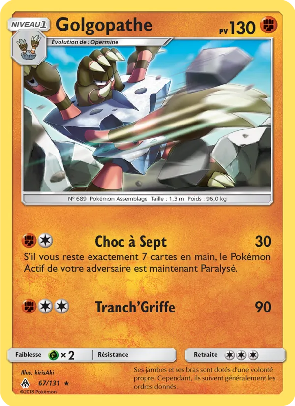 Carte Pokémon Golgopathe de l'extension Lumière Interdite