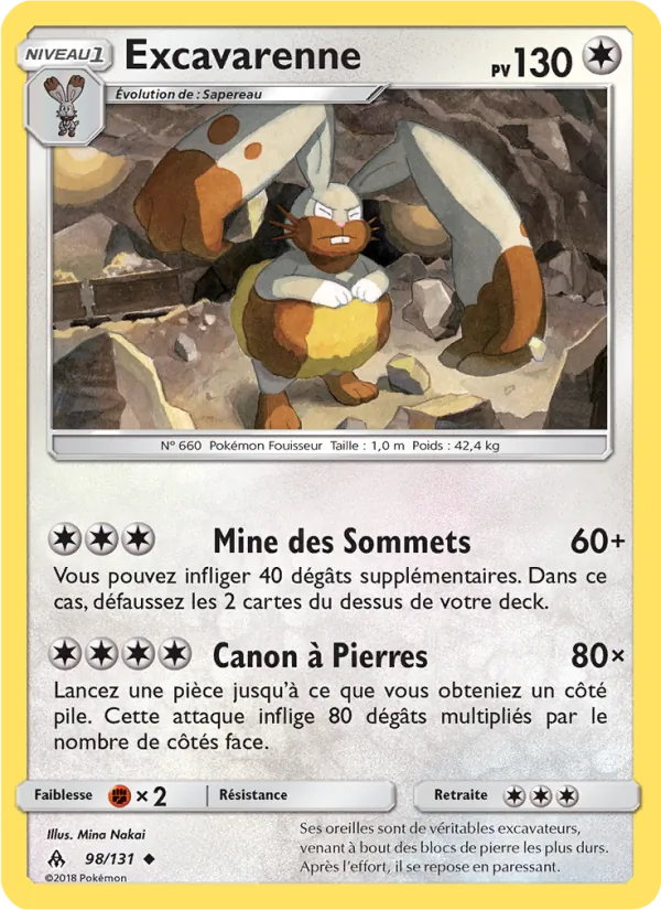 Carte Pokémon Excavarenne de l'extension Lumière Interdite