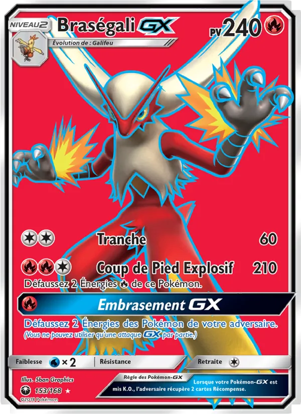 Carte Pokémon Braségali GX de l'extension Tempête Céleste
