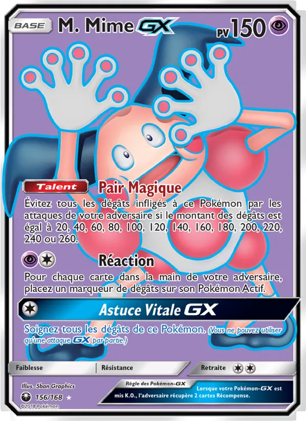 Carte Pokémon M. Mime GX de l'extension Tempête Céleste