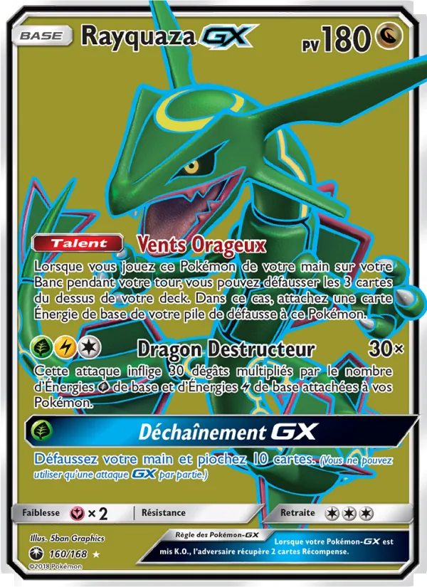 Carte Pokémon Rayquaza GX de l'extension Tempête Céleste