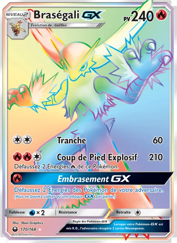 Carte Pokémon Braségali GX de l'extension Tempête Céleste