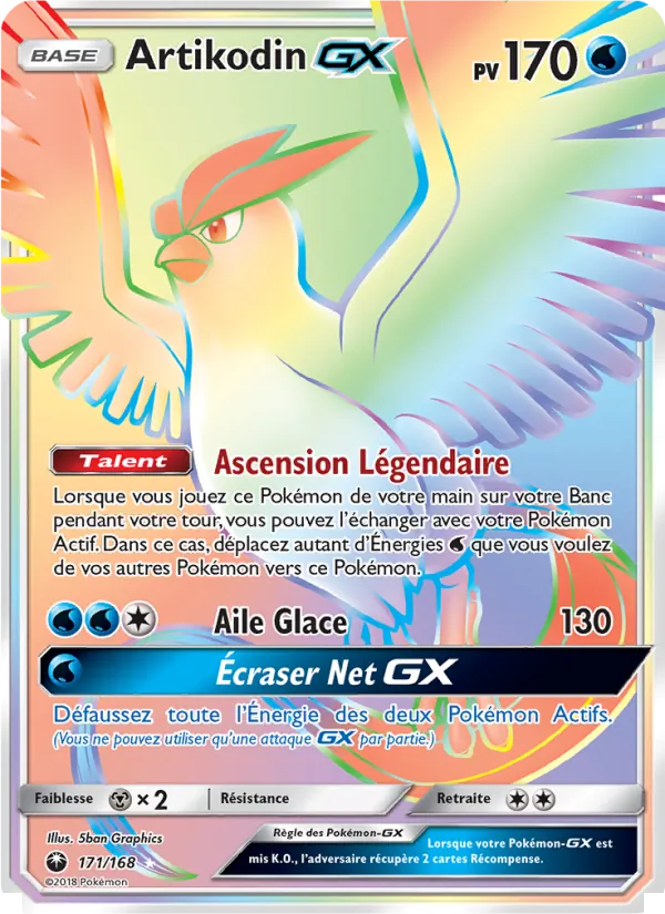 Carte Pokémon Artikodin GX de l'extension Tempête Céleste