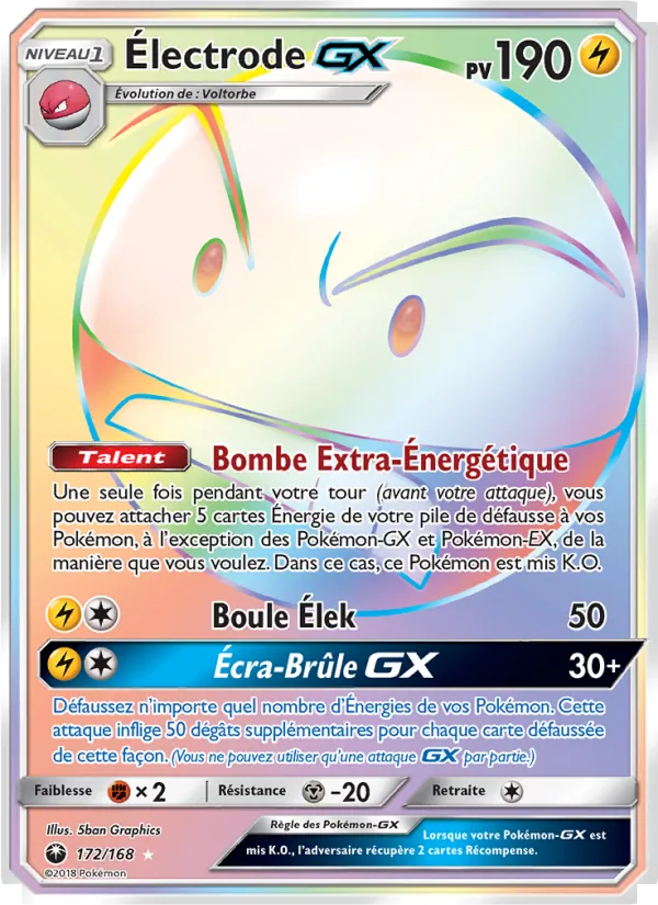 Carte Pokémon Électrode GX de l'extension Tempête Céleste