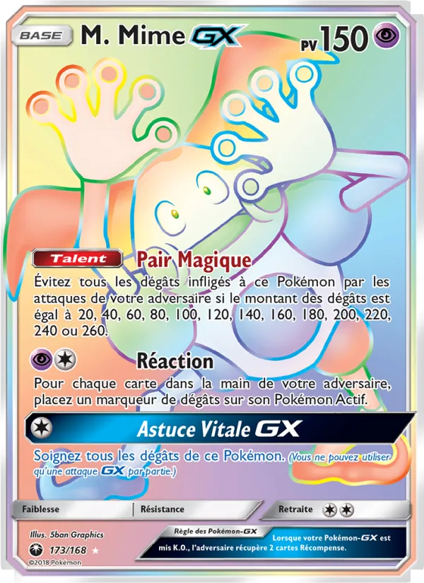 Carte Pokémon M. Mime GX de l'extension Tempête Céleste