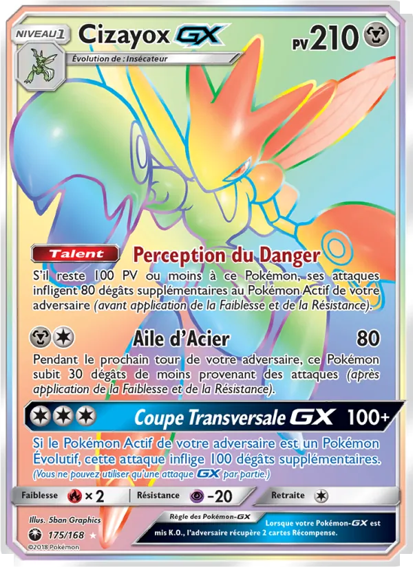 Carte Pokémon Cizayox GX de l'extension Tempête Céleste