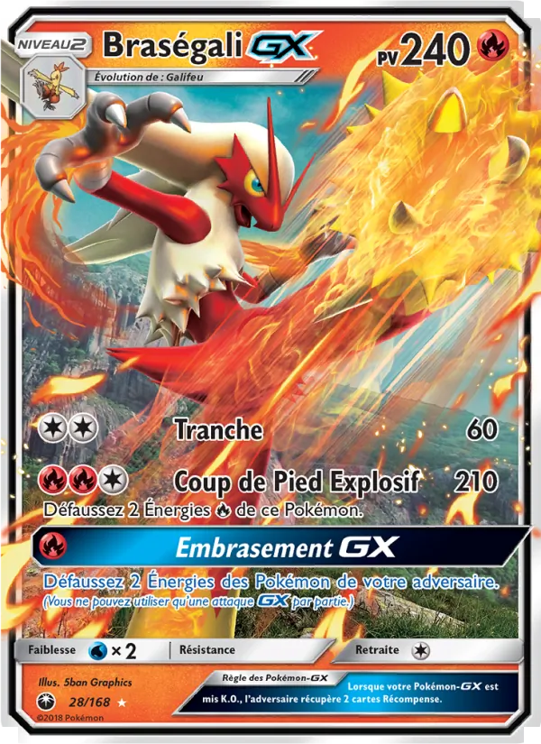 Carte Pokémon Braségali GX de l'extension Tempête Céleste