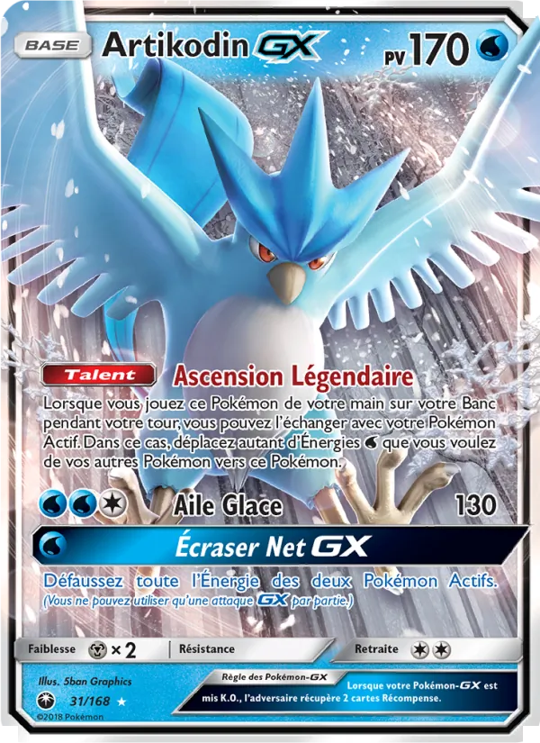 Carte Pokémon Artikodin GX de l'extension Tempête Céleste