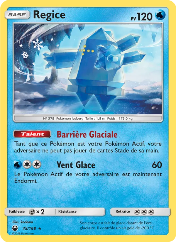 Carte Pokémon Regice de l'extension Tempête Céleste