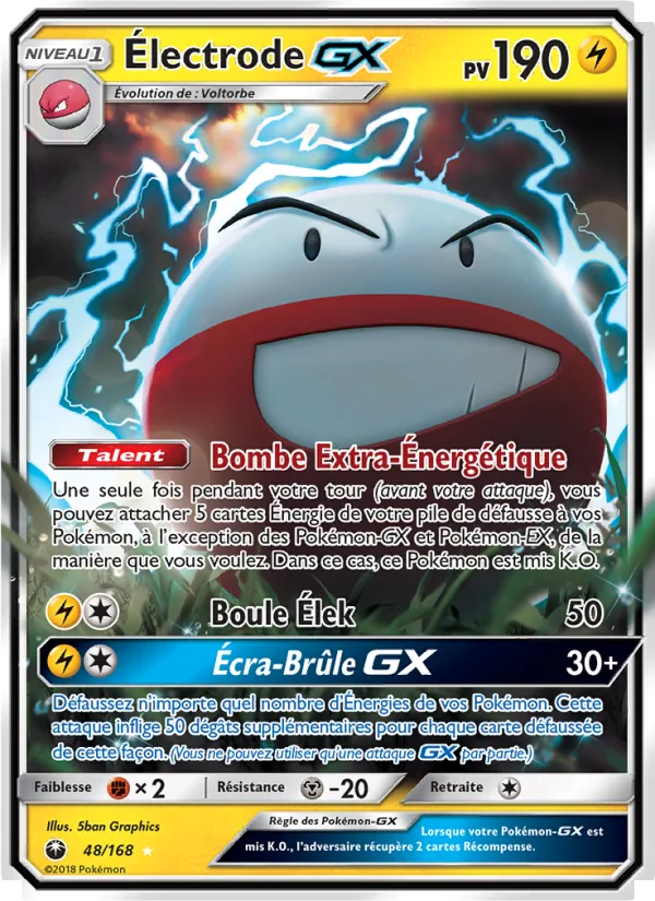 Carte Pokémon Électrode GX de l'extension Tempête Céleste