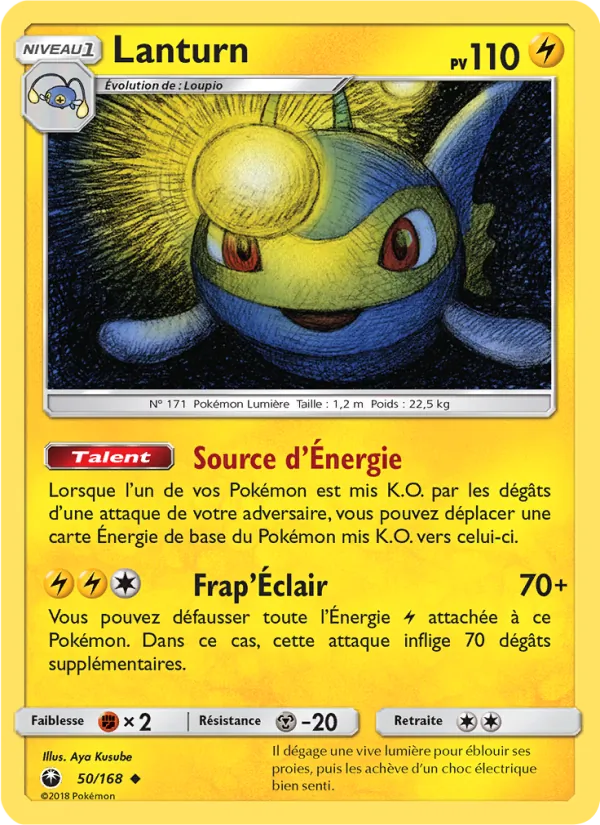 Carte Pokémon Lanturn de l'extension Tempête Céleste