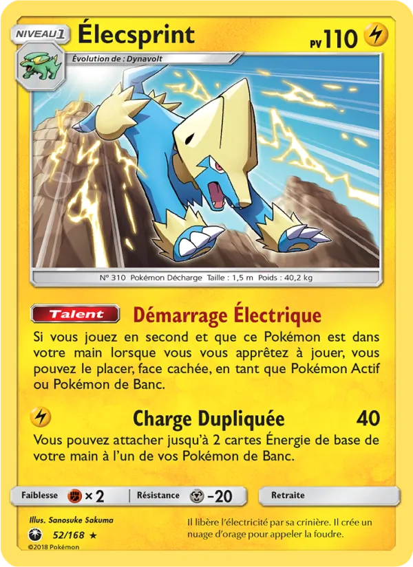 Carte Pokémon Élecsprint de l'extension Tempête Céleste