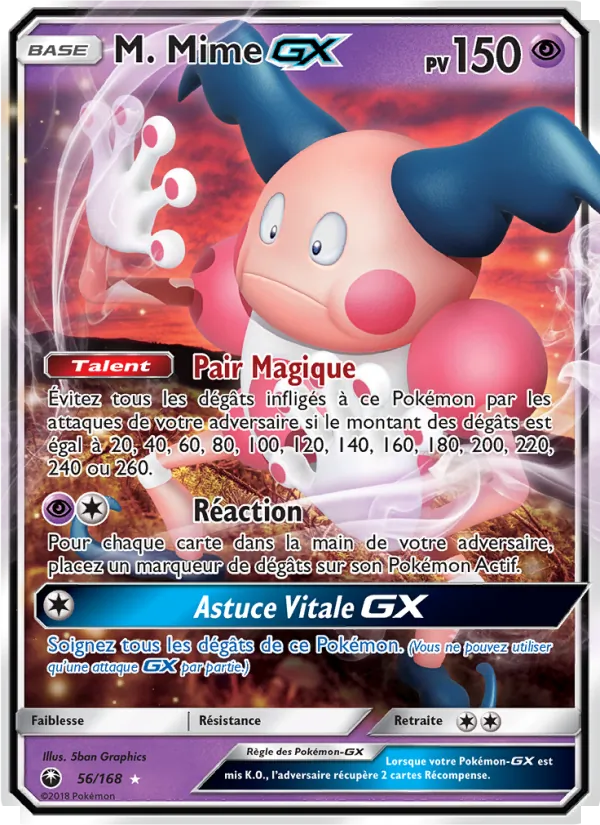Carte Pokémon M. Mime GX de l'extension Tempête Céleste