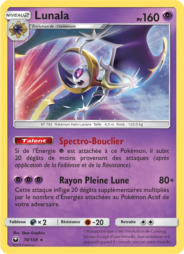 Carte Pokémon Lunala de l'extension Tempête Céleste