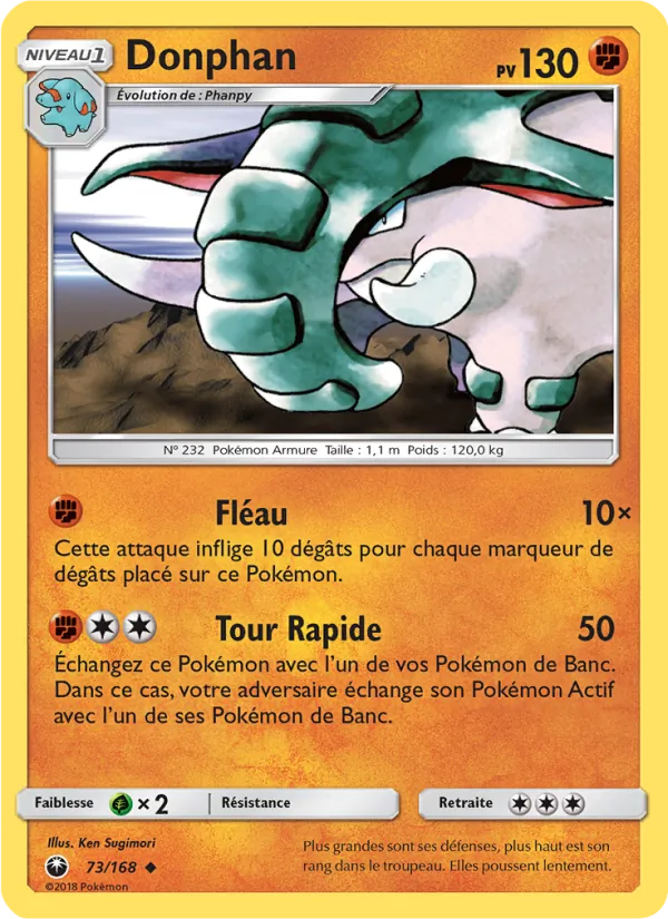 Carte Pokémon Donphan de l'extension Tempête Céleste