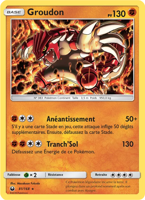 Carte Pokémon Groudon de l'extension Tempête Céleste