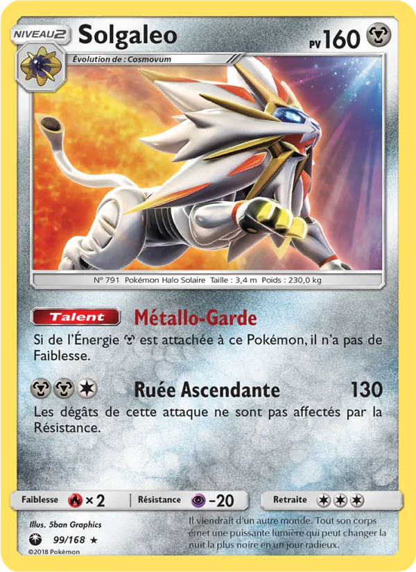 Carte Pokémon Solgaleo de l'extension Tempête Céleste