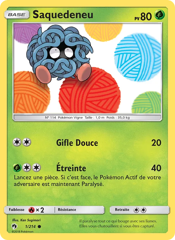 Carte Pokémon Saquedeneu de l'extension Tonnerre Perdu
