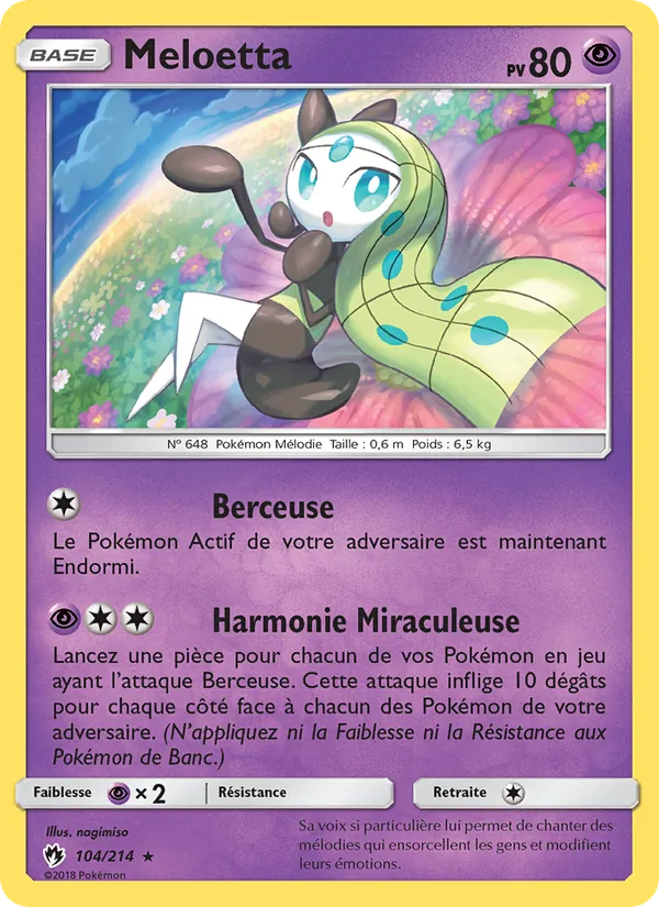 Carte Pokémon Meloetta de l'extension Tonnerre Perdu