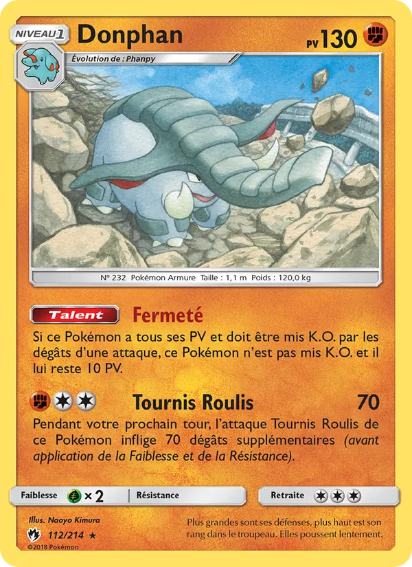 Carte Pokémon Donphan de l'extension Tonnerre Perdu