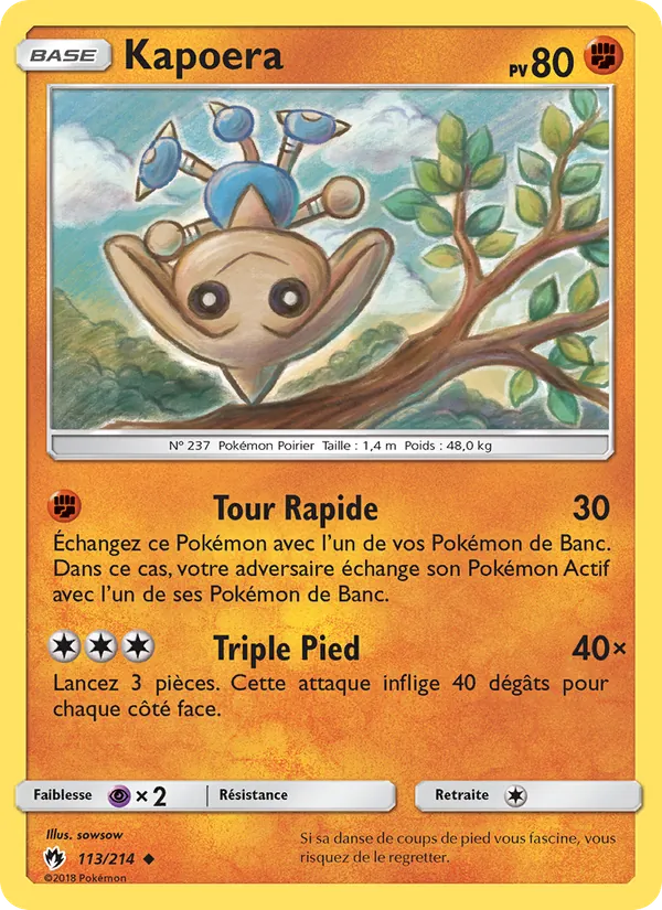 Carte Pokémon Kapoera de l'extension Tonnerre Perdu