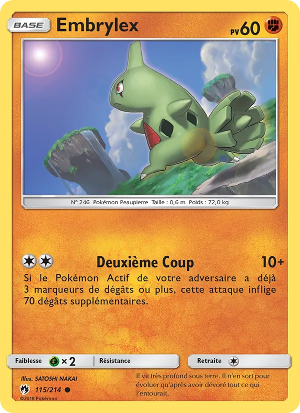 Carte Pokémon Embrylex de l'extension Tonnerre Perdu