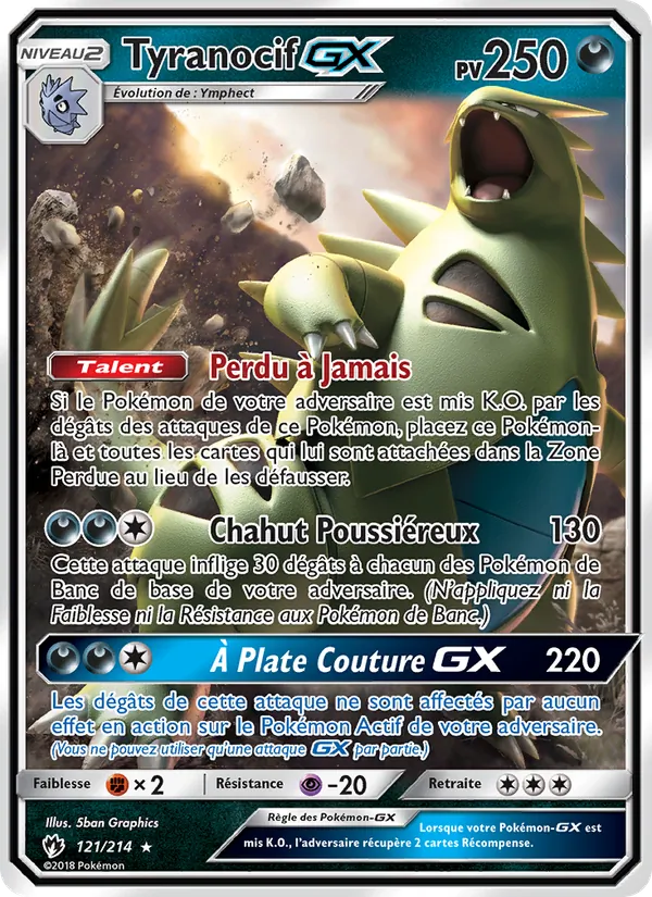 Carte Pokémon Tyranocif GX de l'extension Tonnerre Perdu