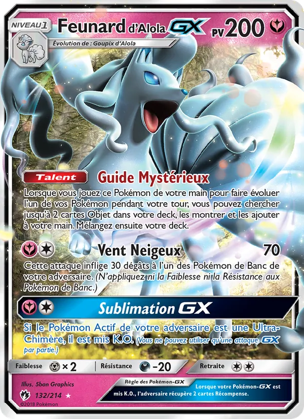 Carte Pokémon Feunard d’Alola GX de l'extension Tonnerre Perdu
