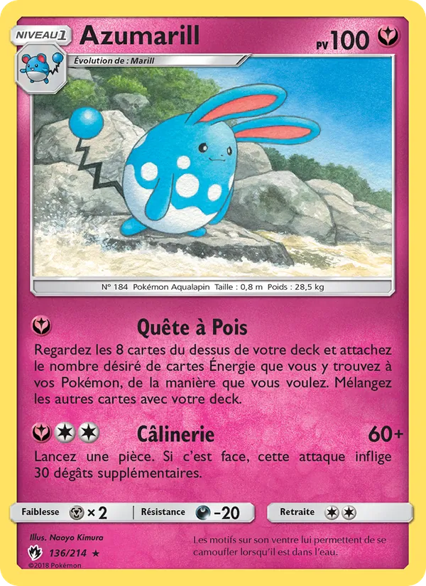 Carte Pokémon Azumarill de l'extension Tonnerre Perdu