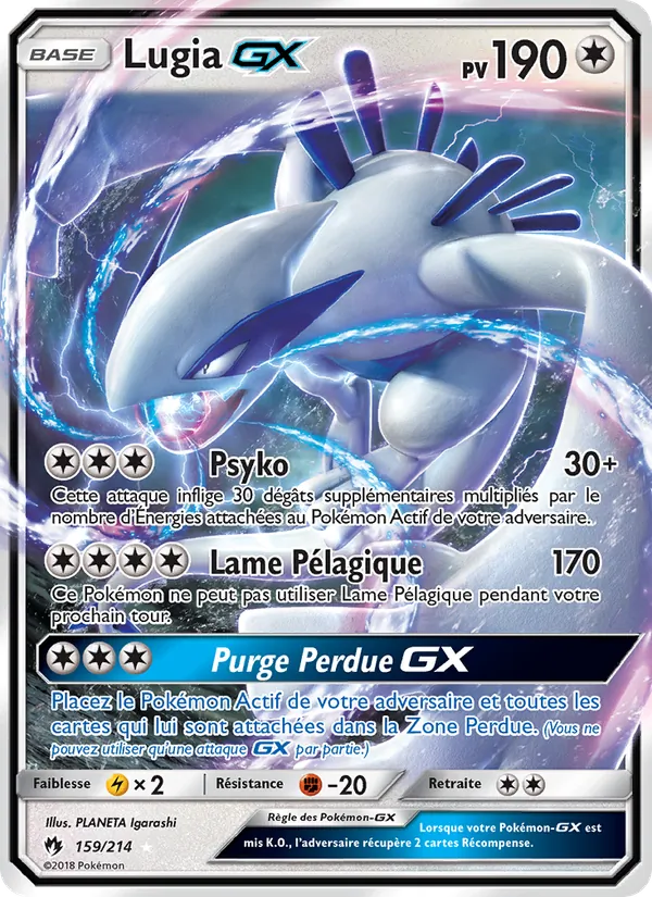 Carte Pokémon Lugia GX de l'extension Tonnerre Perdu