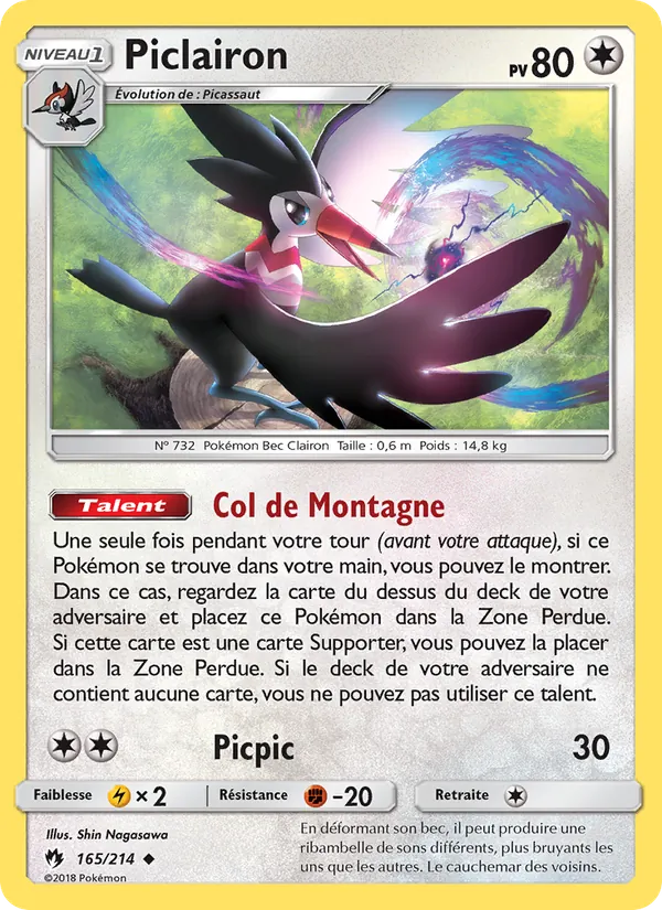 Carte Pokémon Piclairon de l'extension Tonnerre Perdu