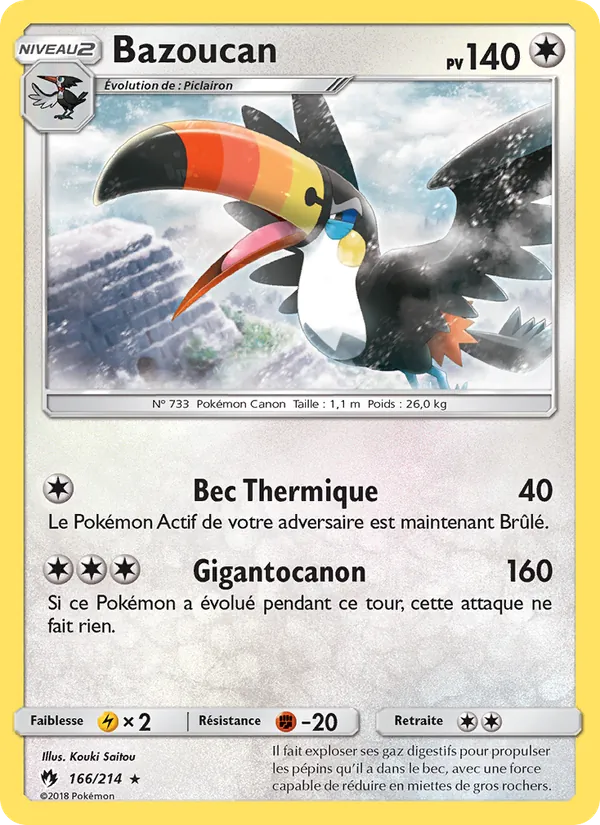 Carte Pokémon Bazoucan de l'extension Tonnerre Perdu