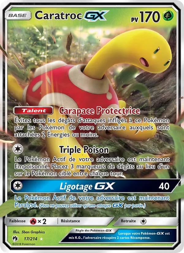 Carte Pokémon Caratroc GX de l'extension Tonnerre Perdu