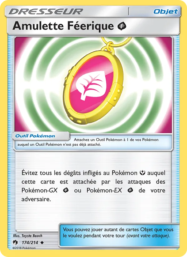 Carte Pokémon Amulette Féerique Grass de l'extension Tonnerre Perdu