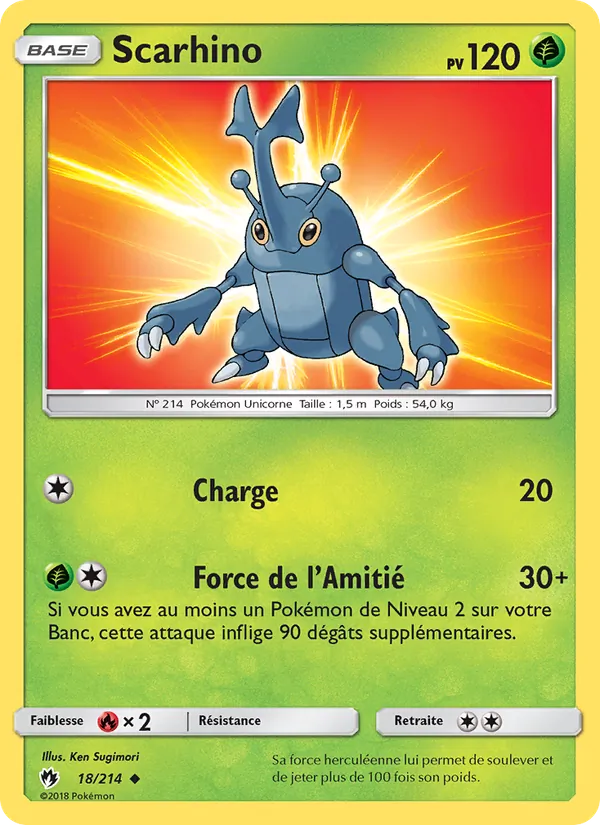 Carte Pokémon Scarhino de l'extension Tonnerre Perdu