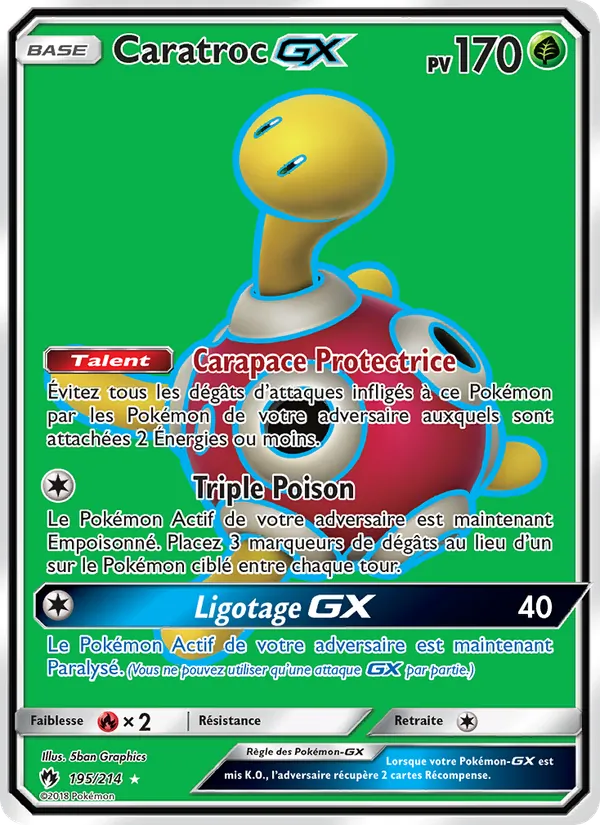 Carte Pokémon Caratroc GX de l'extension Tonnerre Perdu