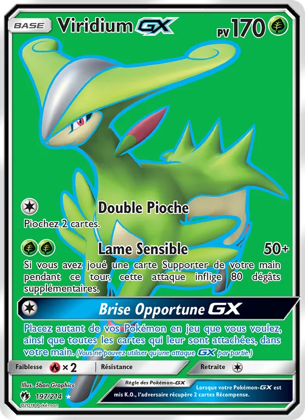 Carte Pokémon Viridium GX de l'extension Tonnerre Perdu