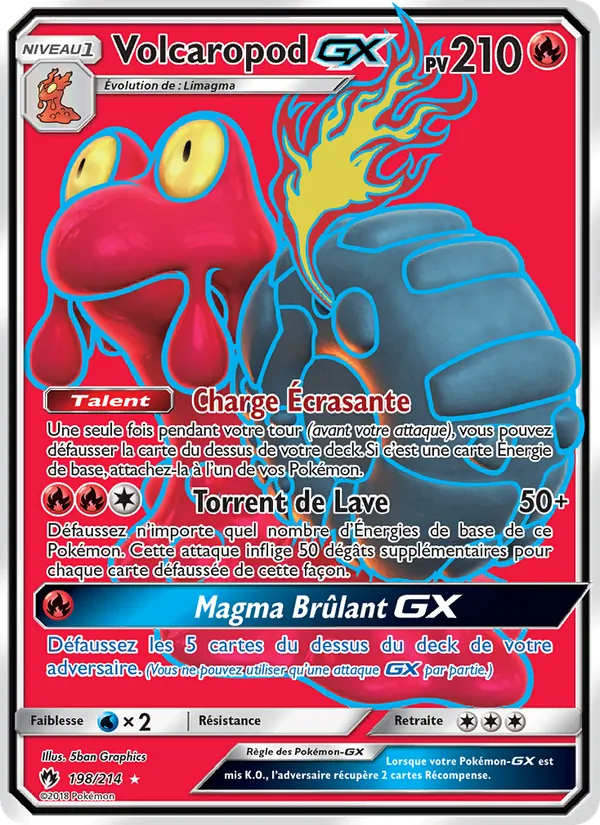 Carte Pokémon Volcaropod GX de l'extension Tonnerre Perdu