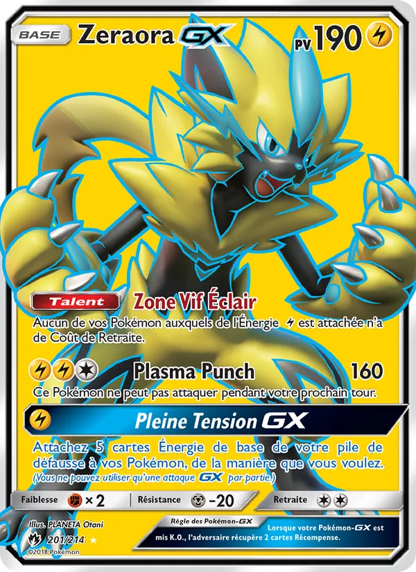 Carte Pokémon Zeraora GX de l'extension Tonnerre Perdu