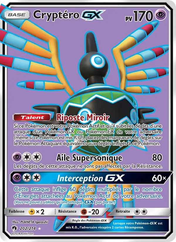 Carte Pokémon Cryptéro GX de l'extension Tonnerre Perdu
