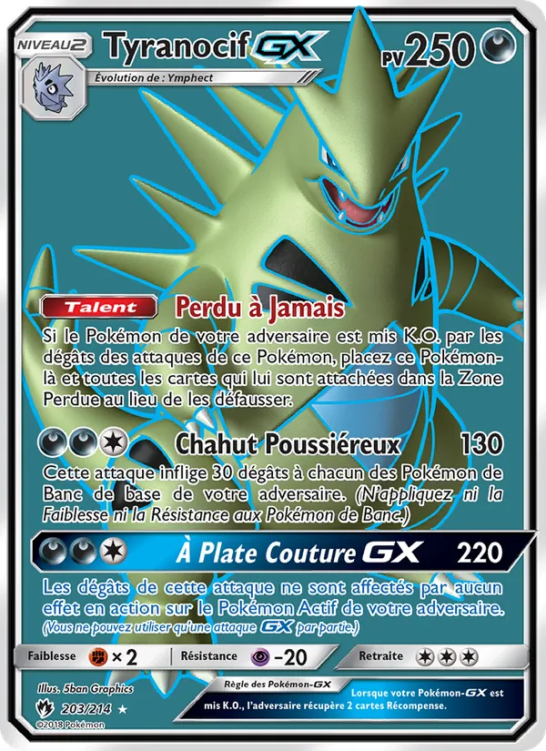 Carte Pokémon Tyranocif GX de l'extension Tonnerre Perdu