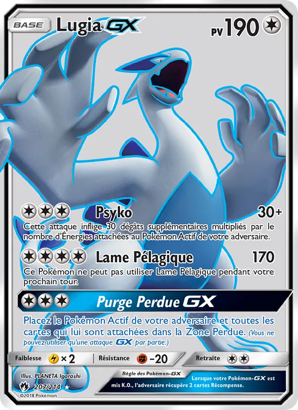 Carte Pokémon Lugia GX de l'extension Tonnerre Perdu