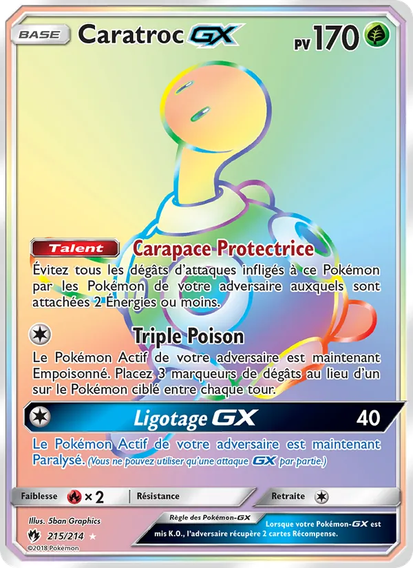 Carte Pokémon Caratroc GX de l'extension Tonnerre Perdu