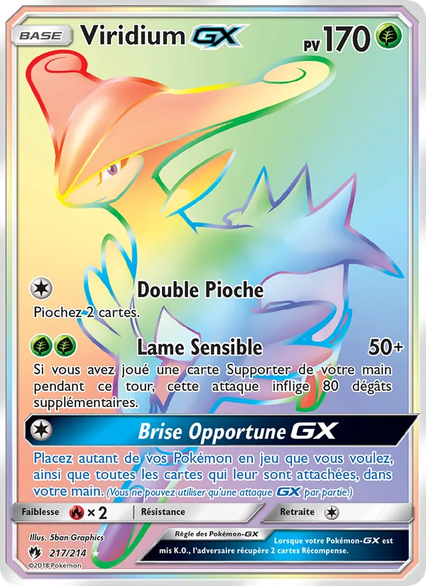 Carte Pokémon Viridium GX de l'extension Tonnerre Perdu